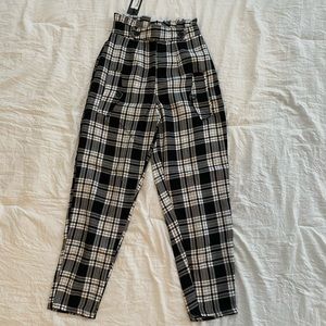 Nasty Gal Check Paperbag Trousers **never worn**
